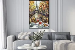 Plakat: Ulica jesienią paryżu. wieża eiffla -sketch ilustracji