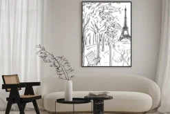 Plakat: Ulica jesienią paryżu. wieża eiffla -sketch ilustracji