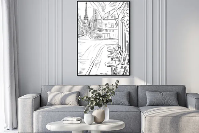 Plakat: Ulica w paryżu szkic ilustracji