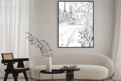 Plakat: Ulica w paryżu szkic ilustracji