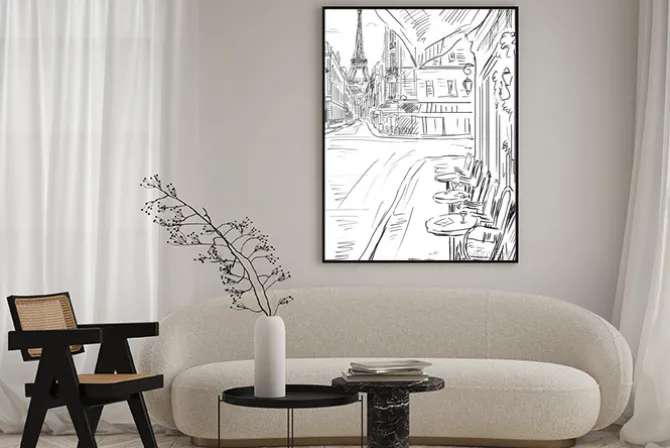 Plakat: Ulica w paryżu szkic ilustracji