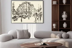 Plakat: Ulice paryż francja rocznika rysowane ilustracji