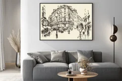 Plakat: Ulice paryż francja rocznika rysowane ilustracji