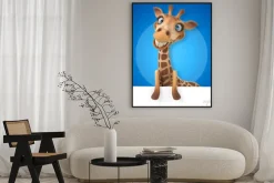 Plakat: Uśmiechnięta bajkowa żyrafa