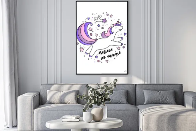 Plakat: Unicorn and stars. card and shirt design. eps 10 vector illustration.