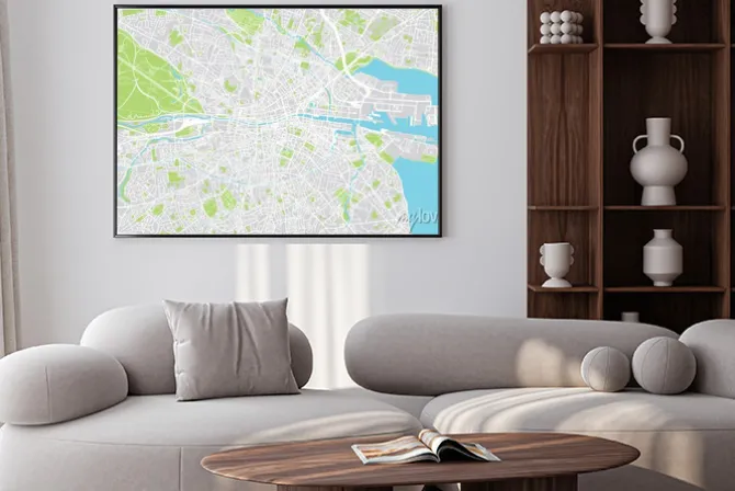 Plakat: Urban mapa miasta dublin, irlandia