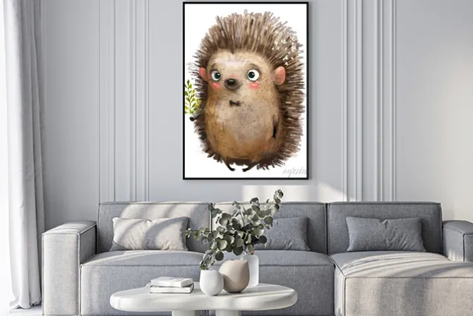 Plakat: Uroczy jeżyk w muszce dla dzieci