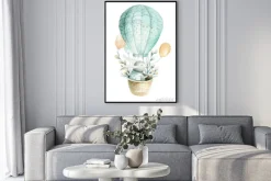 Plakat: Uroczy króliczek siedzący w balonie