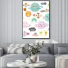 Plakat: Сute set of cosmic elements. kawaii moon, sun and planets vector