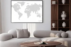 Plakat: Vector dotted world map. isolated background. flat earth, gray