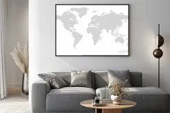 Plakat: Vector dotted world map. isolated background. flat earth, gray