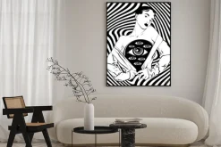 Plakat: Vector hand drawn illustration of girl with eyes in her breast