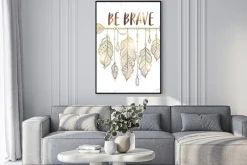 Plakat: Vector illustration with golden ethnic arrow and feathers in