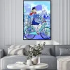 Plakat: Vector illustration of a young woman on a bicycle in paris