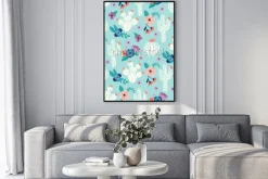 Plakat: Vector seamless pattern with hand drawn cactus and floral bouquets