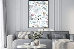 Plakat: Vector seamless watercolor and ink abstract pattern of boho elements,