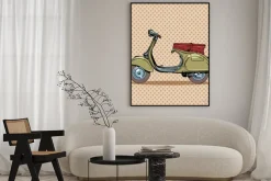 Plakat: Vespa na tle kropek