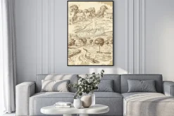 Plakat: Village houses sketch with food