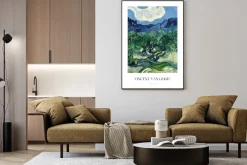 Plakat: Vincent van gogh drzewa oliwne z alpami w tle