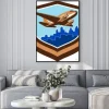 Plakat: Vintage airplane take off cityscape tarcza retro