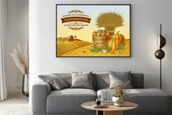 Plakat: Vintage dziękczynienia krajobraz