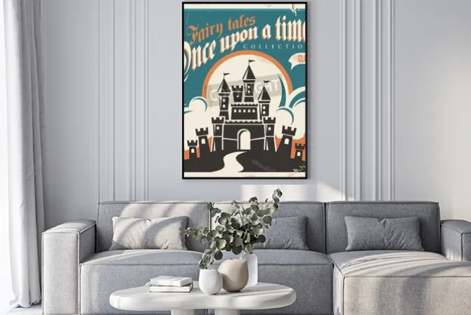 Plakat: Vintage fairy tales vector poster design retro castle illustration