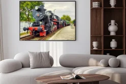 Plakat: Vintage lokomotywa parowa