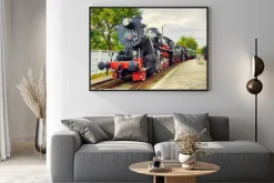 Plakat: Vintage lokomotywa parowa
