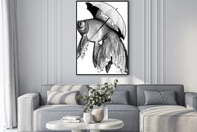 Plakat: Vintage obraz rybki ryby