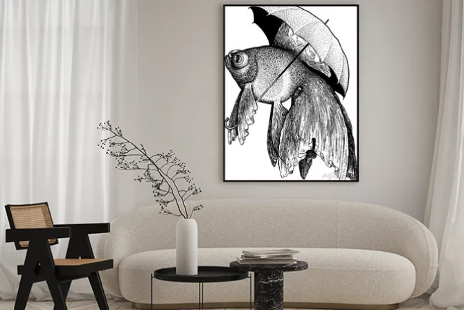 Plakat: Vintage obraz rybki ryby