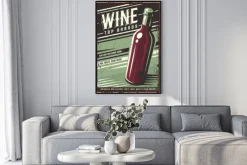 Plakat: Vintage poster of a bottle of wine. overlay vector texture. minimalism