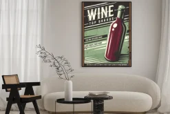 Plakat: Vintage poster of a bottle of wine. overlay vector texture. minimalism