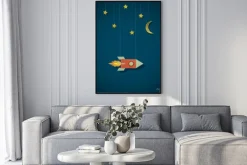 Plakat: Vintage rakiet w kosmosie