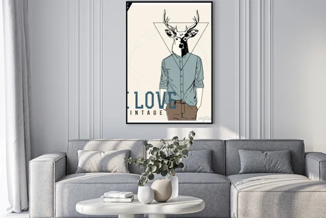Plakat: Vintage-hipster fashion illustration deer