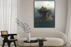 Plakat: Żółw i słonie podtrzymujące wyspę