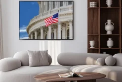 Plakat: Washington dc capitol szczegół na pochmurne niebo