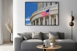 Plakat: Washington dc capitol szczegół na pochmurne niebo