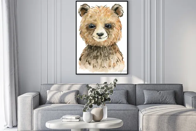 Plakat: Watercolor cute bear.