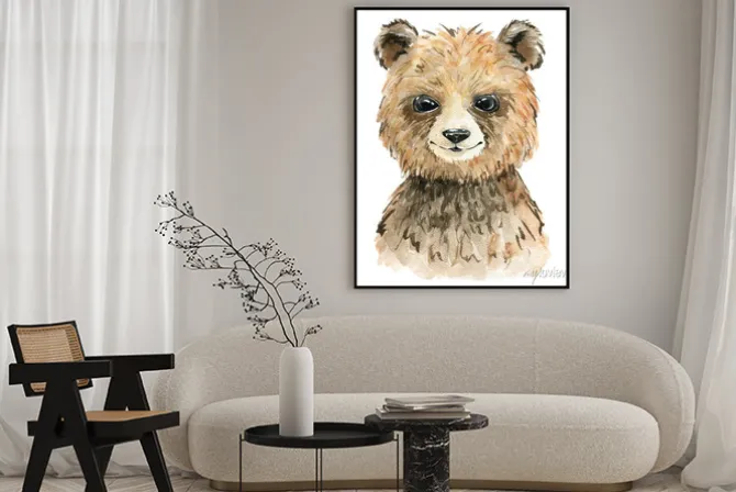 Plakat: Watercolor cute bear.