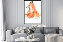 Plakat: Watercolor fox animal illustration isolated on white background.