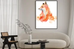 Plakat: Watercolor fox animal illustration isolated on white background.