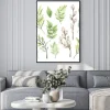 Plakat: Watercolor illustrations with eucalyptus, green leaves and willow.
