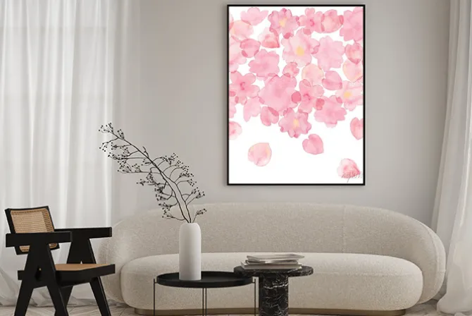 Plakat: Watercolor illustration of cherry blossoms painted by hand