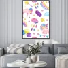 Plakat: Watercolor seamless pattern with cute unicorn, magic wand, rainbow,