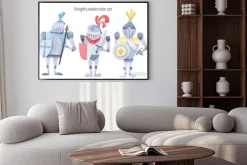 Plakat: Watercolor set of knights swords, shields, armor