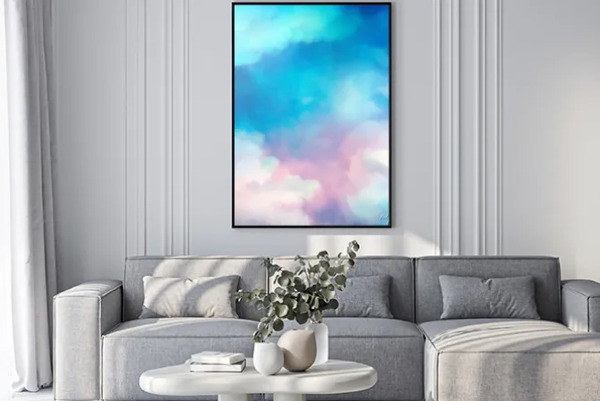 Plakat: Watercolor sky painting vector background