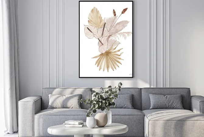 Plakat: Watercolor summer floral tropical bouquet with calla lily flowers