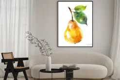 Plakat: Watercolor yellow pear isolated on white background