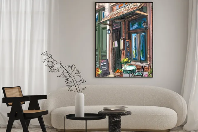 Plakat: Wejście do paryskiej kawiarni