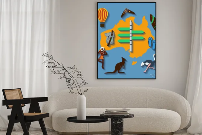 Plakat: Wektor australia podróż płaski kolor